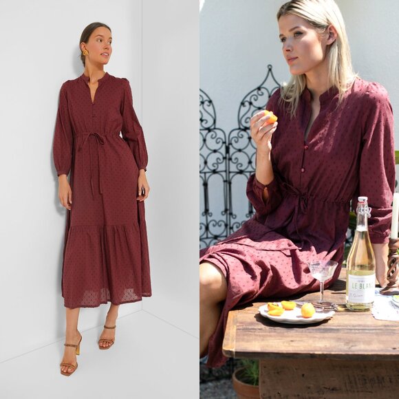 Emerson Fry Frances 3 Dress Swiss Dot Organic Cotton Midi Size S NWT - Picture 1 of 12